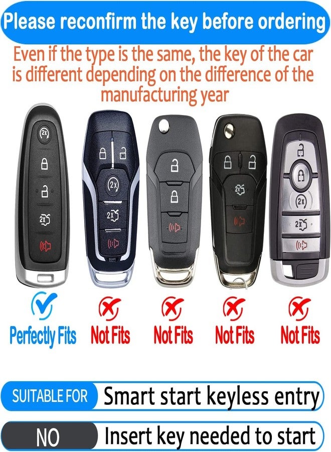 Sindeda for Ford Key Fob Cover with Keychain Soft Full Protection Key Shell Key Case Compatible with Ford C-Max Edge Escape Expedition Explorer Flex Focus Taurus Lincoln MKS MKT MKX Navigator (White) - Image 2